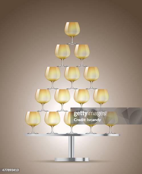 champagne tower - champagne pyramid stock illustrations