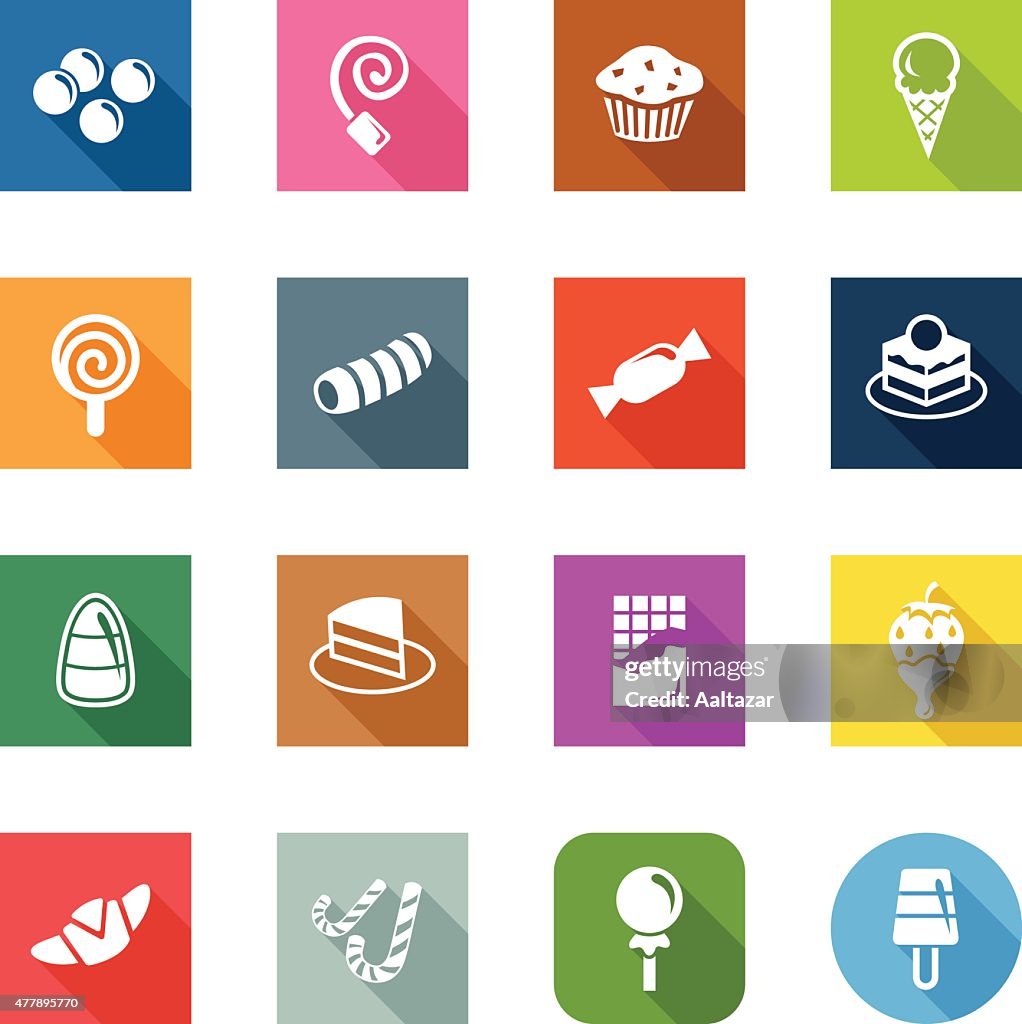 Planos iconos de dulces & Candy