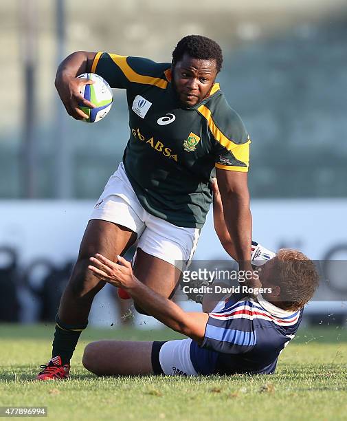 Ox Nche of South Africa breaks with the ball during the World Rugby U20 Championship 3rd Place Play-Off match between France and South Africa at...