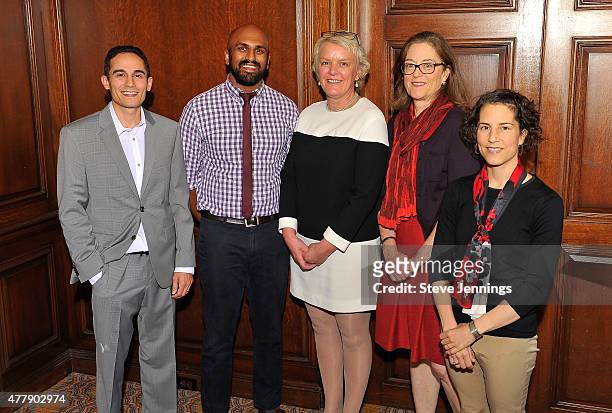 Fareed Nabiel Fareed, Ravikiran Raju, Dr. Terrie Inder, Dr. Elena Gates and Dr. Elizabeth LaRusso attend the Square Roots Resolution For Mothers on...