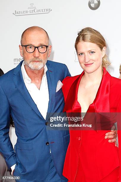 Peter Lohmeyer and guest attend the German Film Award 2015 Lola at Messe Berlin on June 19, 2015 in Berlin, Germany.