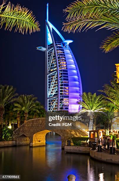 the burj dubai - burj al arab night stock pictures, royalty-free photos & images