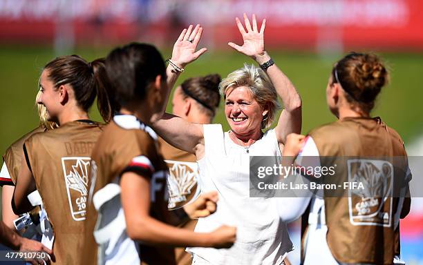 Head coach Silvia Neid celebrates after Celia Sasic of Germany scored her teams second goal during the FIFA Women's World Cup 2015 Round of 16 match...