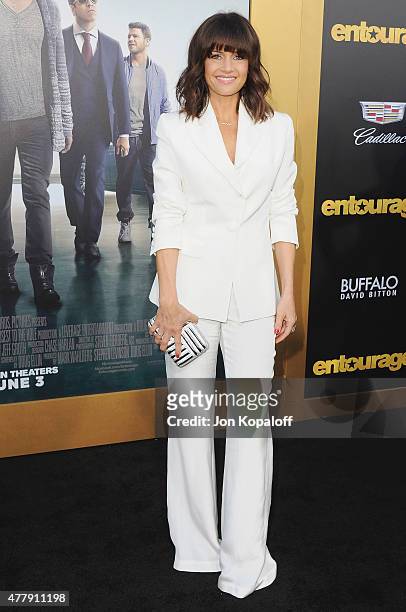 Actress Carla Gugino arrives at the Los Angeles Premiere "Entourage" at Regency Village Theatre on June 1, 2015 in Westwood, California.
