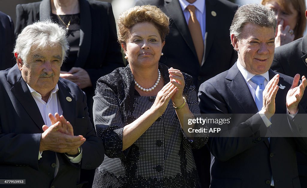 CHILE-BACHELET-INAUGURATION-MUJICA-ROUSSEFF-SANTOS