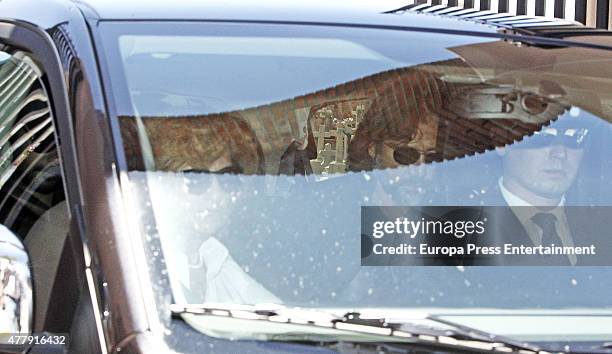 Javier Bardem and Encarna Sanchez attend the funeral of Eduardo Cruz, father of Penelope Cruz, on June 20, 2015 in Madrid, Spain.