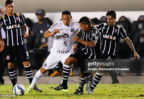 Ricardo Oliveira of Santos in action during the match between Santos and Corinthians for the Brazilian Series A 2015 at Vila Belmiro stadium on June...