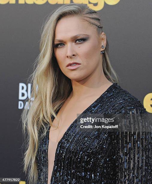 Ronda Rousey arrives at the Los Angeles Premiere "Entourage" at Regency Village Theatre on June 1, 2015 in Westwood, California.