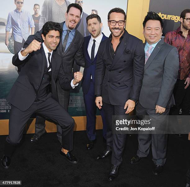 Adrian Grenier, Kevin Dillon, Jerry Ferrara, Jeremy Piven and Rex Lee attend at the Los Angeles Premiere "Entourage" at Regency Village Theatre on...