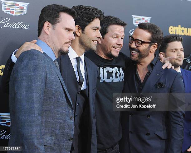 Kevin Dillon, Adrian Grenier, Mark Wahlberg and Jeremy Piven attend at the Los Angeles Premiere "Entourage" at Regency Village Theatre on June 1,...