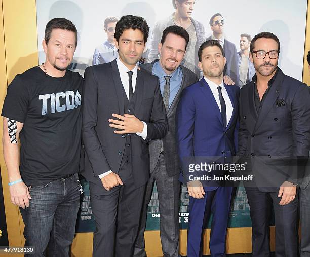 Mark Wahlberg, Adrian Grenier, Kevin Dillon, Jerry Ferrara and Jeremy Piven attend at the Los Angeles Premiere "Entourage" at Regency Village Theatre...