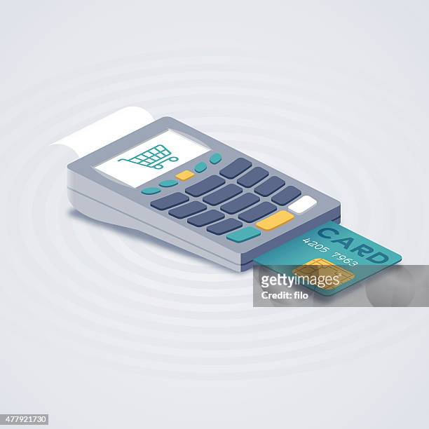 isometric kreditkartenlesegerät kauf system - credit card reader stock-grafiken, -clipart, -cartoons und -symbole