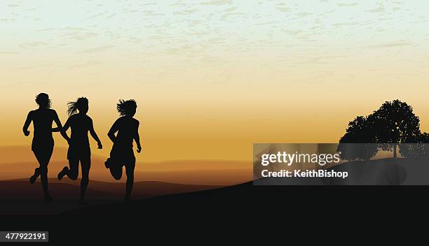 cross country running background - girls - women's track stock illustrations