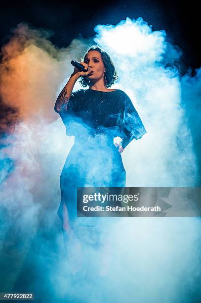 Singer PG-13 aka Ileana Cabra Joglar of Calle 13 performs live on stage during a concert at Columbiahalle on June 20, 2015 in Berlin, Germany.