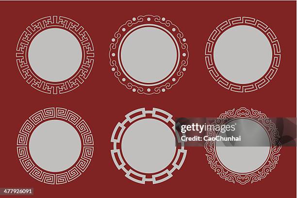 ilustrações, clipart, desenhos animados e ícones de circular quadros de estilo chinês - chinese culture