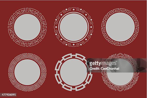 circular frames of chinese style - east asian culture stock illustrations