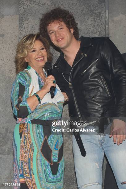 Maria Teresa Campos and Daniel Diges attend the "Hoy No Me Puedo Levantar" Triple Platinum Ticket awards at the Coliseum theater on March 11, 2014 in...