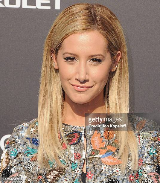 Actress Ashley Tisdale arrives at the Los Angeles Premiere of Disney's "Tomorrowland" at AMC Downtown Disney on May 9, 2015 in Lake Buena Vista,...
