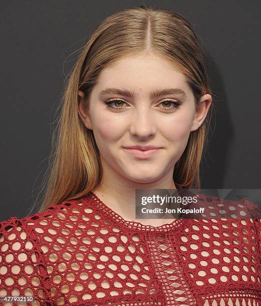 Actress Willow Shields arrives at the Los Angeles Premiere of Disney's "Tomorrowland" at AMC Downtown Disney on May 9, 2015 in Lake Buena Vista,...