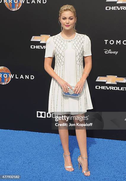 Actress Olivia Holt arrives at the Los Angeles Premiere of Disney's "Tomorrowland" at AMC Downtown Disney on May 9, 2015 in Lake Buena Vista, Florida.