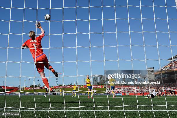 Dzsenifer Marozsan of Germany scores the fourth goal past Hedvig Lindahl of Sweden during the FIFA Women's World Cup Canada 2015 Round of 16 match...