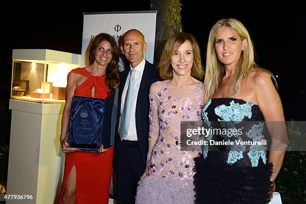 Chiara Pisa, Beppe Ambrosini, Silvia Grilli and Tiziana Rocca attend the Baume & Mercier and Grazia Gala Dinner - 61st Taormina Film Fest on June 20,...