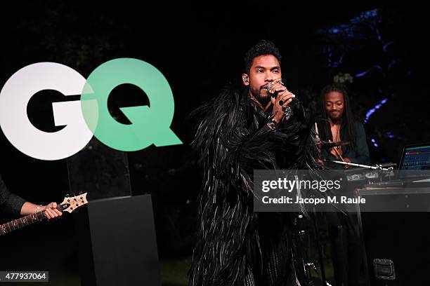 Miguel performs during GQ Party for Jim Moore during Milan Menswear Fashion Week Spring/Summer 2016 at Casa Degli Atellani on June 20, 2015 in Milan,...