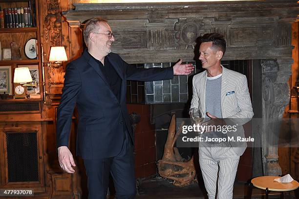 Jim Nelson and Jim Moore attend GQ Party for Jim Moore during Milan Menswear Fashion Week Spring/Summer 2016 at Casa Degli Atellani on June 20, 2015...