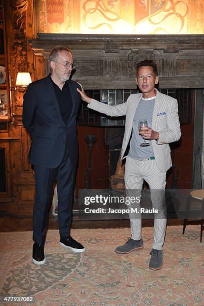 Jim Nelson and Jim Moore attend GQ Party for Jim Moore during Milan Menswear Fashion Week Spring/Summer 2016 at Casa Degli Atellani on June 20, 2015...