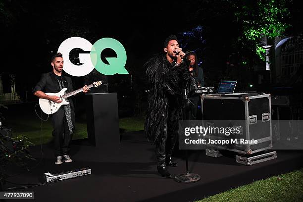 Miguel performs during GQ Party for Jim Moore during Milan Menswear Fashion Week Spring/Summer 2016 at Casa Degli Atellani on June 20, 2015 in Milan,...