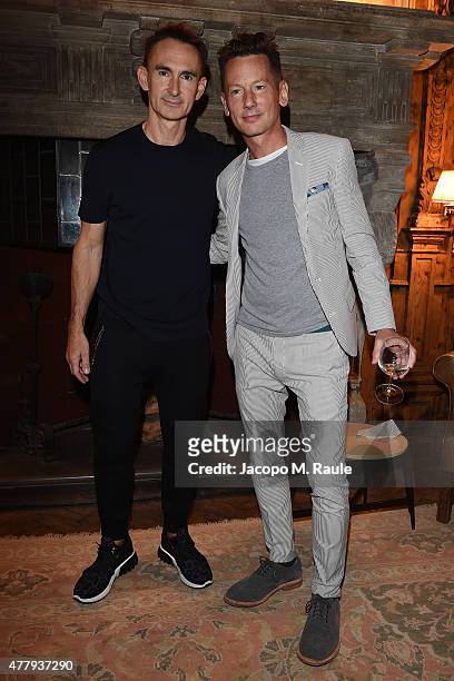 Neil Barrett and Jim Nelson attend GQ Party for Jim Moore during Milan Menswear Fashion Week Spring/Summer 2016 at Casa Degli Atellani on June 20,...