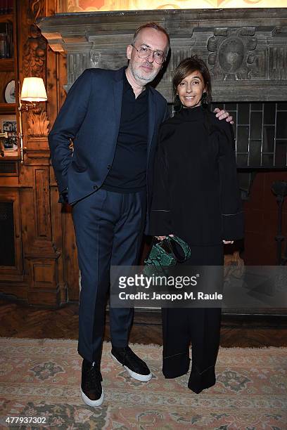 Jim Moore and Consuelo Castiglioni attend GQ Party for Jim Moore during Milan Menswear Fashion Week Spring/Summer 2016 at Casa Degli Atellani on June...