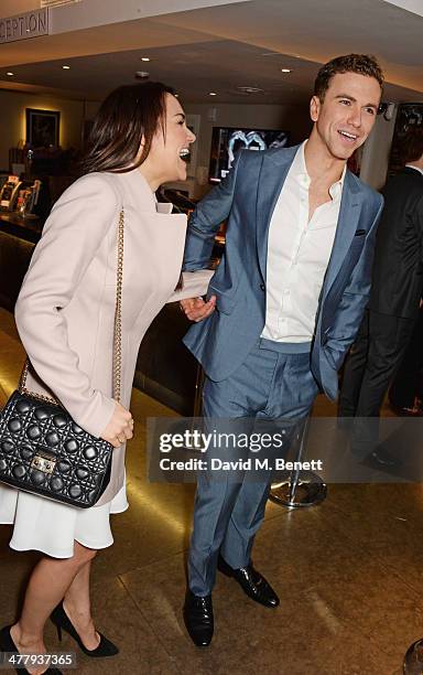 Samantha Barks and Richard Fleeshman attend the press night performance of "Urinetown" at the St James Theatre on March 11, 2014 in London, England.