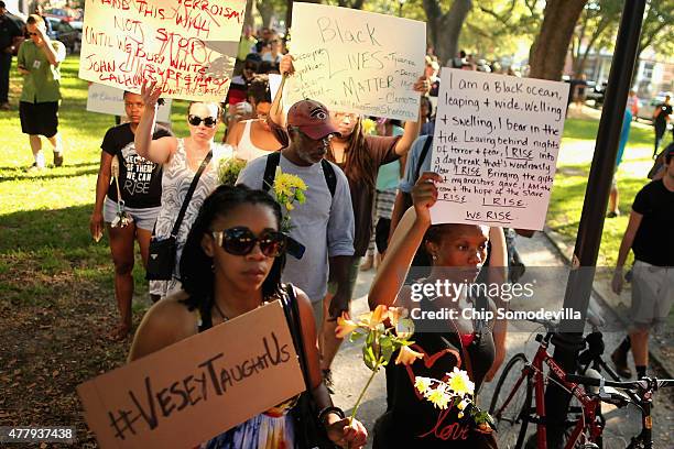 About 1,000 people participate in the March for Black Lives in support of the nine people shot to death at the historic Emanuel African Methodist...