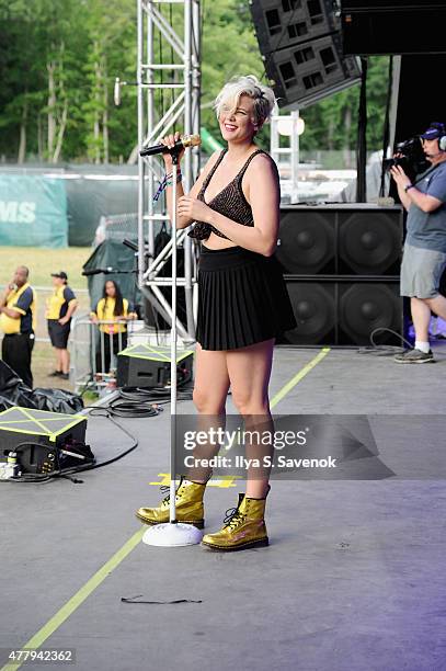 Singer/songwriter Betty Who performs on stage during day 3 of the Firefly Music Festival on June 20, 2015 in Dover, Delaware.