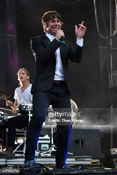 Musicians Mark Pontius and Mark Foster of Foster the People perform onstage during day 3 of the Firefly Music Festival on June 20, 2015 in Dover,...