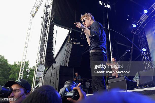 Musician John Britt Daniel of Spoon performs onstage during day 3 of the Firefly Music Festival on June 20, 2015 in Dover, Delaware.