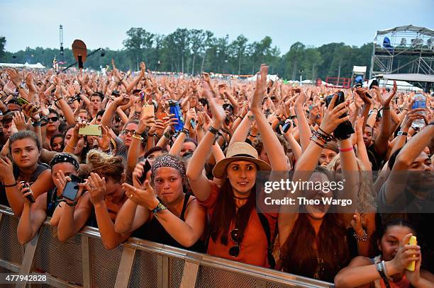 Guests enjoy the Foster the People performance during day 3 of the Firefly Music Festival on June 20, 2015 in Dover, Delaware.