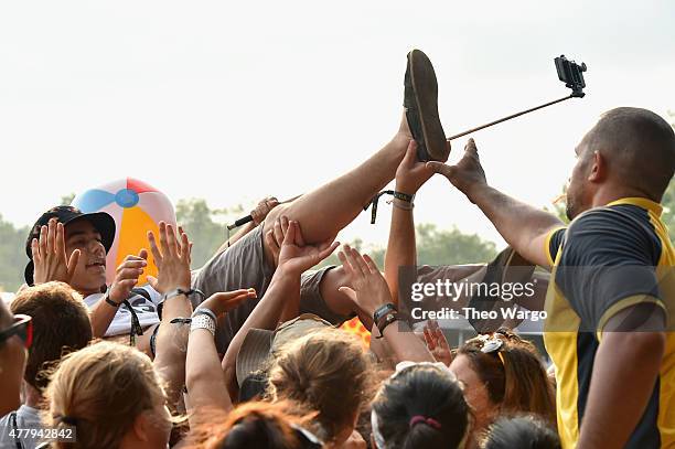 Guests enjoy the Matt and Kim performance during day 3 of the Firefly Music Festival on June 20, 2015 in Dover, Delaware.