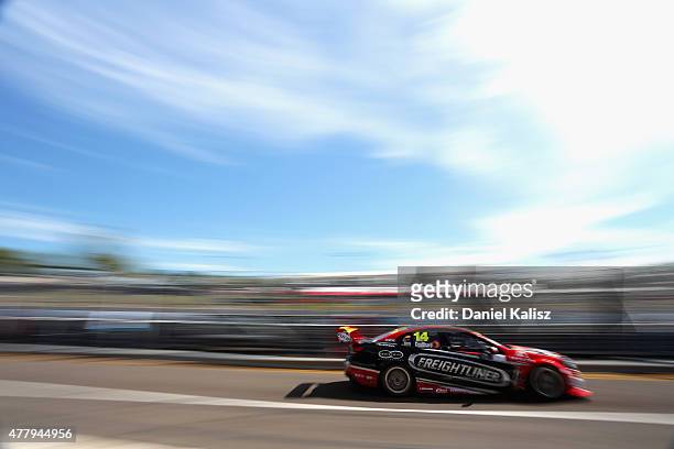 Fabian Coulthard drives the Freightliner Racing Holden VF Commodore during practice and qualifying for race 15 for the V8 Supercars Triple Crown...