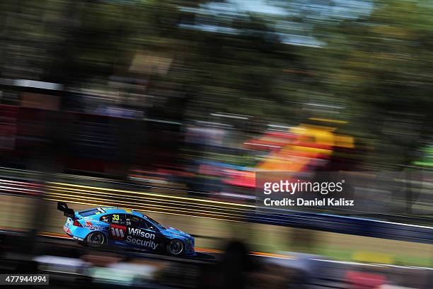Scott McLaughlin drives the Wilson Security Racing GRM Volvo during practice and qualifying for race 15 for the V8 Supercars Triple Crown Darwin at...
