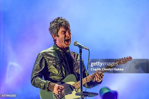 Noel Gallagher of Noel Gallagher's High Flying Birds performs on stage at Beekse Bergen on June 20, 2015 in Hilvarenbeek, Netherlands