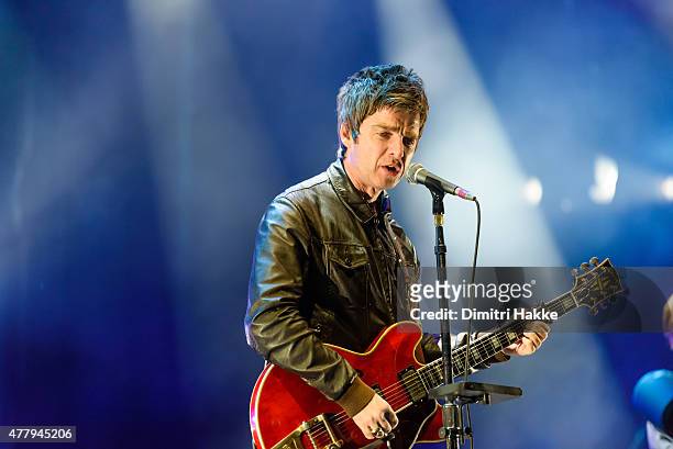 Noel Gallagher of Noel Gallagher's High Flying Birds performs on stage at Beekse Bergen on June 20, 2015 in Hilvarenbeek, Netherlands