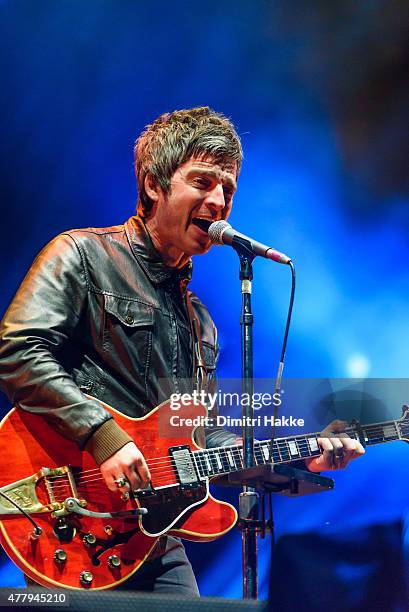 Noel Gallagher of Noel Gallagher's High Flying Birds performs on stage at Beekse Bergen on June 20, 2015 in Hilvarenbeek, Netherlands