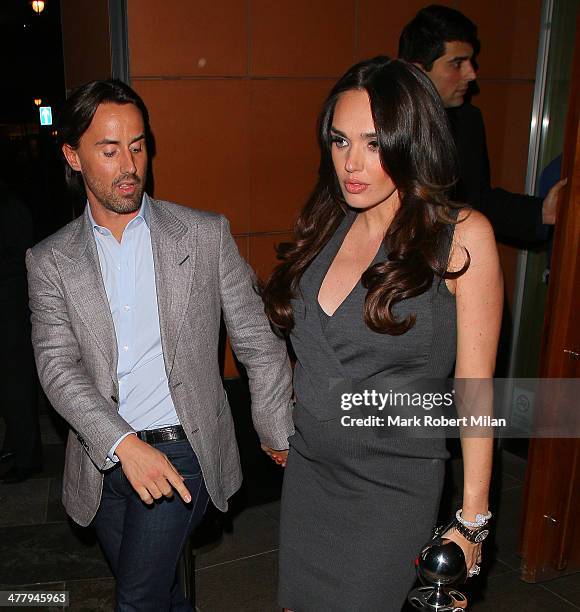 Jay Rutland and Tamara Ecclestone leaving Zuma restaurant on March 11, 2014 in London, England.