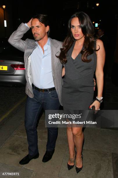 Jay Rutland and Tamara Ecclestone leaving Zuma restaurant on March 11, 2014 in London, England.