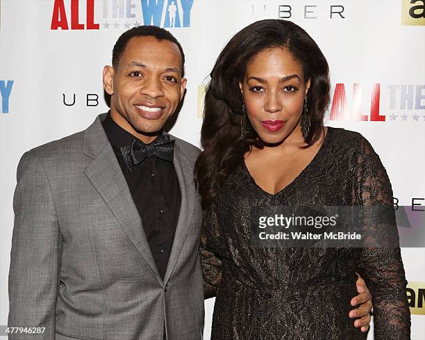 Derrick Baskin and d'Adre Aziza attend "All The Way" opening night at Neil Simon Theatre on March 6, 2014 in New York City.