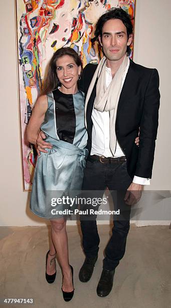 Philanthropist Gillian Wynn and artist Alexander Yulish attend Alexander Yulish "An Unquiet Mind" VIP Opening Reception at KM Fine Arts LA Studio on...