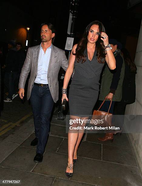 Jay Rutland and Tamara Ecclestone leaving Zuma restaurant on March 11, 2014 in London, England.