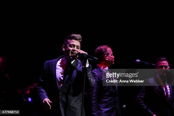 Broadway actor Michael Longoria performs during The Midtown Men Homecoming Concert at Beacon Theatre on June 20, 2015 in New York City.